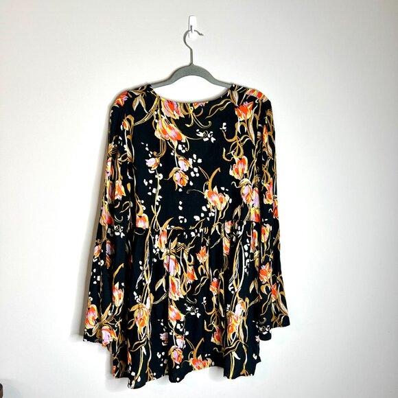 Free People Bella Floral Print Tunic Flowy Bohemian Flared Sleeve Top Sz Medium - Picture 7 of 7